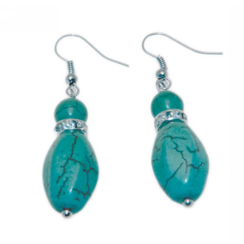 Kostibas 3014-324, Σκουλαρίκια, Πέτρα, Μεταλλικό, ΤΕ, Τιρκουάζ