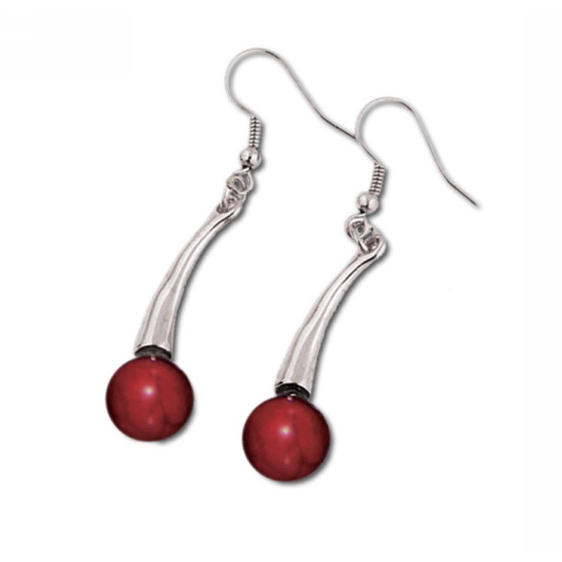 Kostibas 3014-039E, Σκουλαρίκια, Πέτρα, Μεταλλικό, ΤΕ, Κόκκινο 