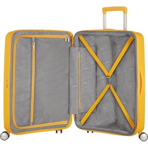American Tourister 88474-1371, Soundbox Bass, Βαλίτσα Μεγάλη, Σκληρή Κίτρινο