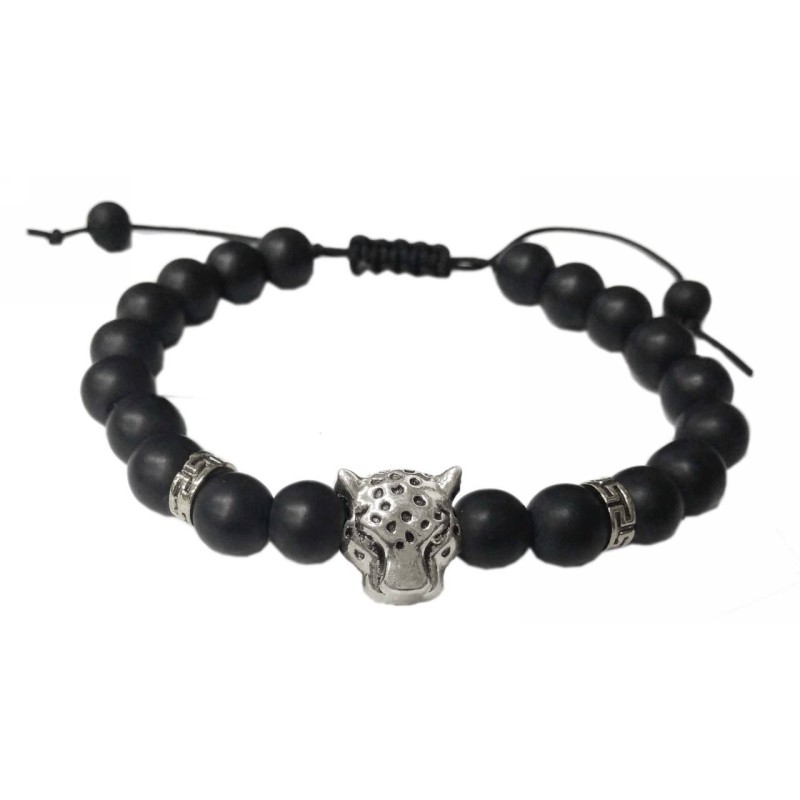 Kostibas 1550-101MA, Βραχιόλι Αντρικό, Γυαλί, Ξύλο, ΤΕ, Μαύρο 