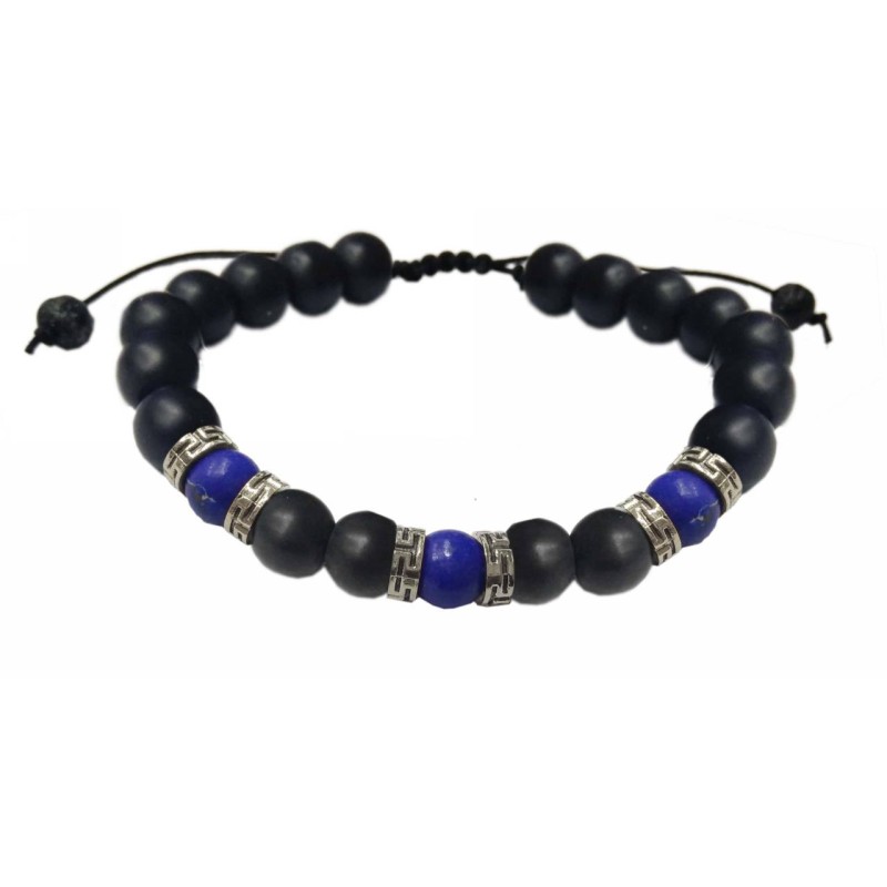 Kostibas 1550-092MC, Βραχιόλι Αντρικό, Γυαλί, Ξύλο, ΤΕ, Μπλε 