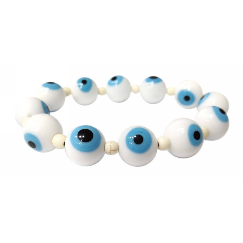 Kostibas 1529-210E, Χάντρες, Ξύλο, Ματάκια, Λευκό 