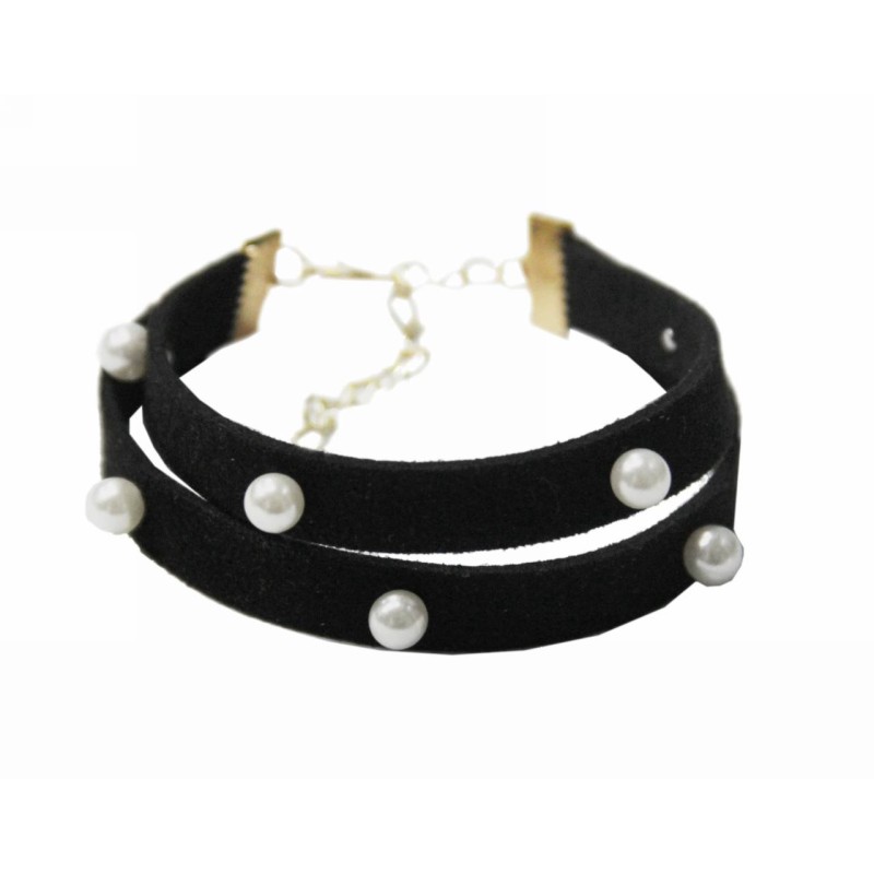 Kostibas 1589-538MP, Σουέτ, Πέρλα, Τσόκερ, Μαύρο 