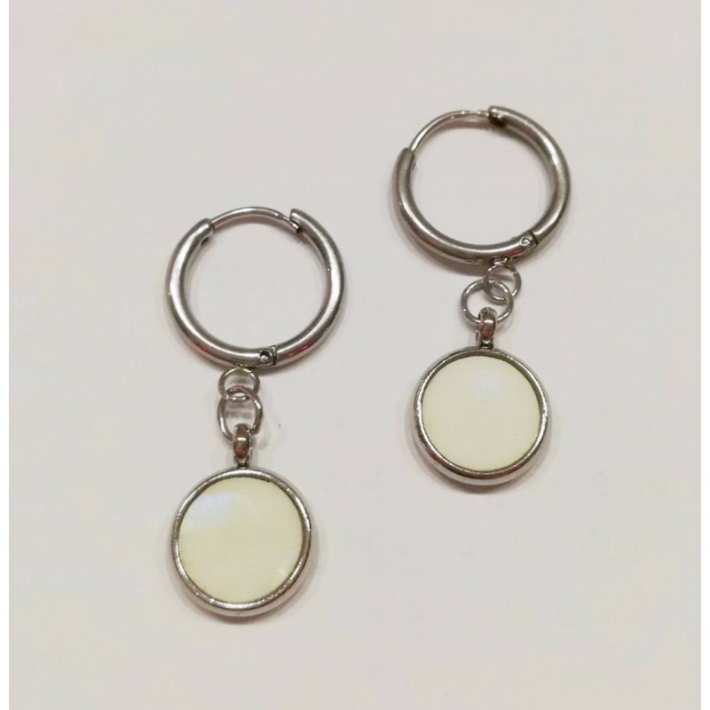 Kostibas 3113-713AL, Σκουλαρίκια, Κρίκοι, Ατσάλι, Ασημί/Λευκό 