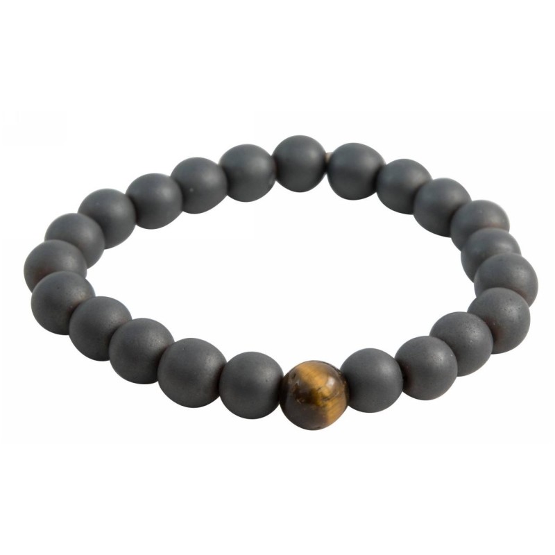 Kostibas 1550-868G, Βραχιόλι Αντρικό, Πέτρα, Αιματίτης, ΤΕ, Γκρι 