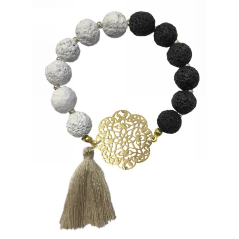 Kostibas 1514-627A, Μεταλλικό, Πέτρα, Χάντρες, Μαύρο 