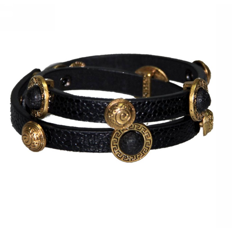 Kostibas 1514-421AX, Πέτρα, Δέρμα, Μαύρο 