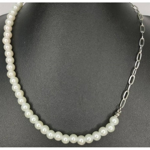 Kostibas 1013-906A, Ατσάλι, Αλυσίδα, Πέρλα, Λευκό