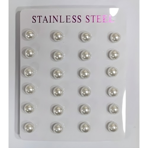 Kostibas 3013-965L6, Σκουλαρίκια, Ατσάλι, Με μοτίφ, Λευκό