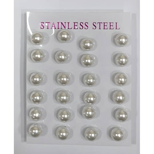 Kostibas 3013-965L8, Σκουλαρίκια, Ατσάλι, Με μοτίφ, Λευκό