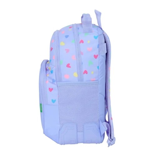 Benetton 612551773 Love, Σχολική Τσάντα Δίχωρη, Πολυεστέρας, Λιλά