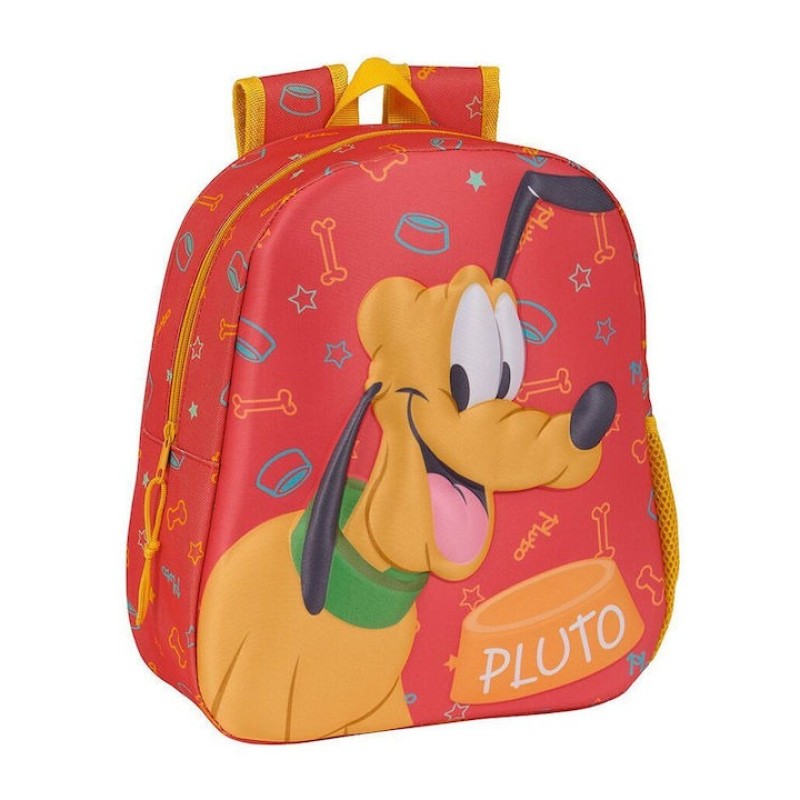 Safta 622461890 Pluto, Σχολική Τσάντα Νηπιαγωγείου, Πολυεστέρας, Κόκκινο