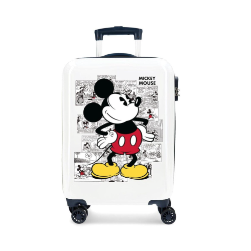 JoummaBags 8435578349718 Mickey Comics, Βαλίτσα Μικρή-Καμπίνας, Σκληρή, ΑΤΑΝ, Λευκό