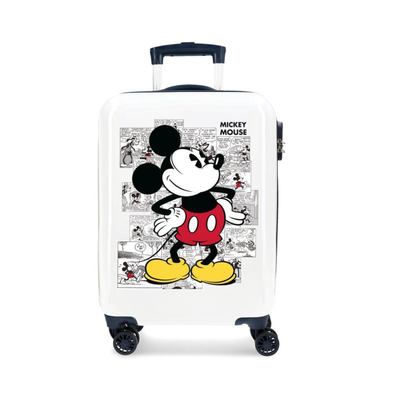 JoummaBags 8435578349718 Mickey Comics, Βαλίτσα Μικρή-Καμπίνας, Σκληρή, ΑΤΑΝ, Λευκό
