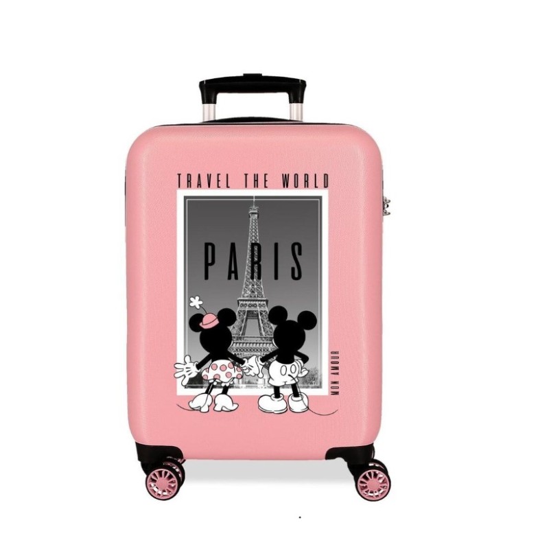 JoummaBags 8435692734162 Mickey Minnie Mouse Paris, Βαλίτσα Μικρή-Καμπίνας, Σκληρή, ΑΤΑΝ, Ροζ