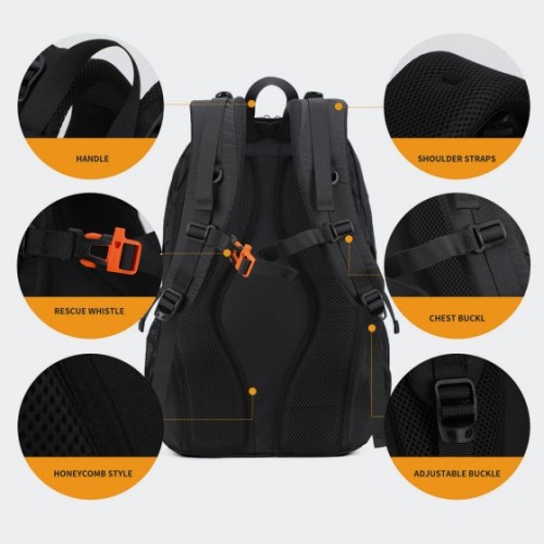 Aoking JN79878 Mira, Σακίδιο Πλάτης, Αδιάβροχο, Πολυεστέρας, Μα΄υρο