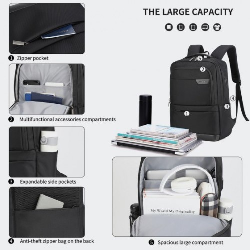 Aoking SN2117 Zyra, Σακίδιο Πλάτης, Αδιάβροχο, Πολυεστέρας, Μαύρο