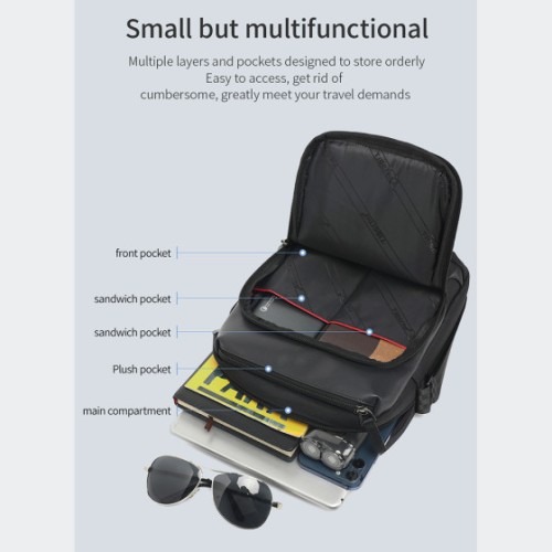 Tigernu T-L5221 Pantheon, Ανδρικό Τσαντάκι Χιαστί/Ώμου, Αδιάβροχο Ύφασμα, Μαύρο