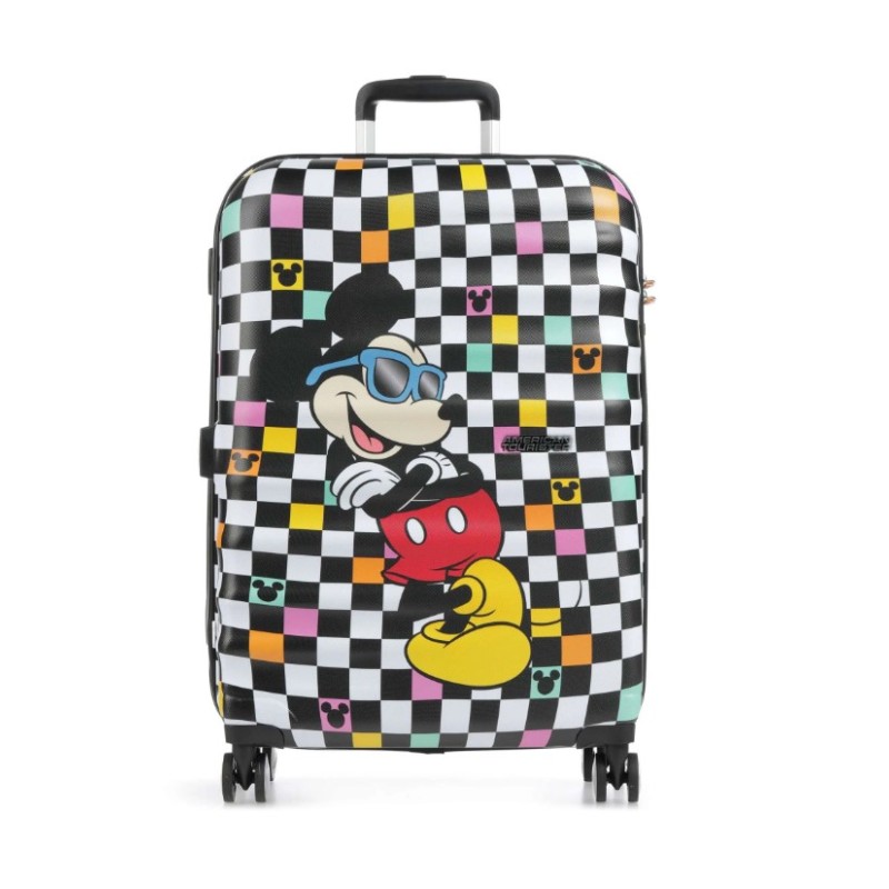 American Tourister 85673-A080 Disney Wavebreaker Mickey Check, Βαλίτσα Μεγάλη, Σκληρή, ΑΤΑΝ, Ασπρόμαυρο