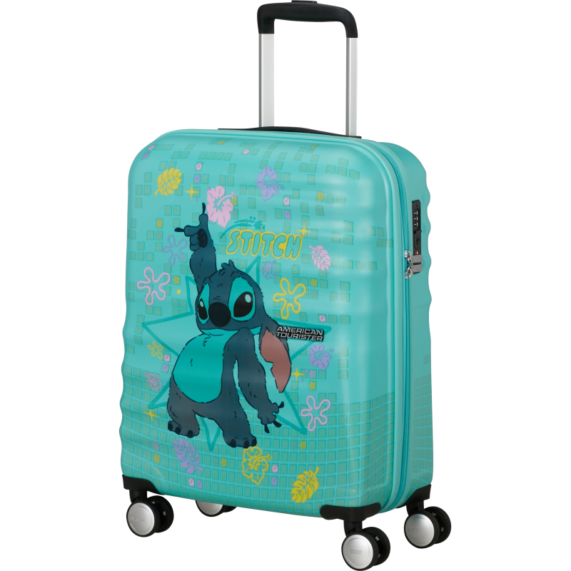 American Tourister 152579-A721 Stitch Flower, Βαλίτσα Μικρή/Καμπίνας 55cm,  Σκληρή, ΑΤΑΝ, Γαλάζιο