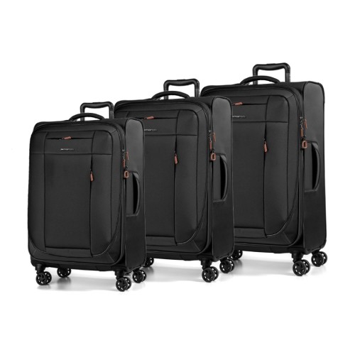 March 2988-07 Set Wall Street, Σετ Βαλίτσες , Ύφασμα, Μαύρο