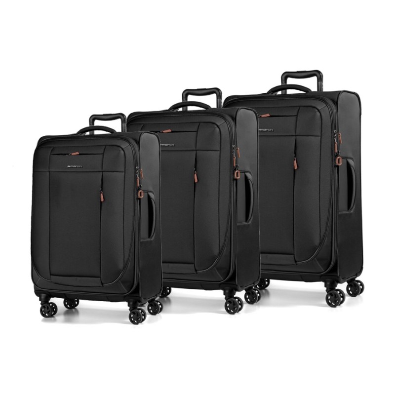 March 2988-07 Set Wall Street, Σετ Βαλίτσες , Ύφασμα, Μαύρο