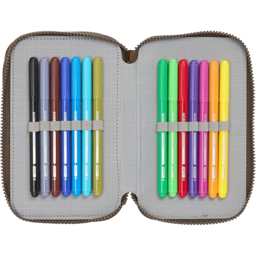 Safta 412463857 Jurassic World, Τριπλή Σχολική Κασετίνα, Πολυεστέρας, Χακί