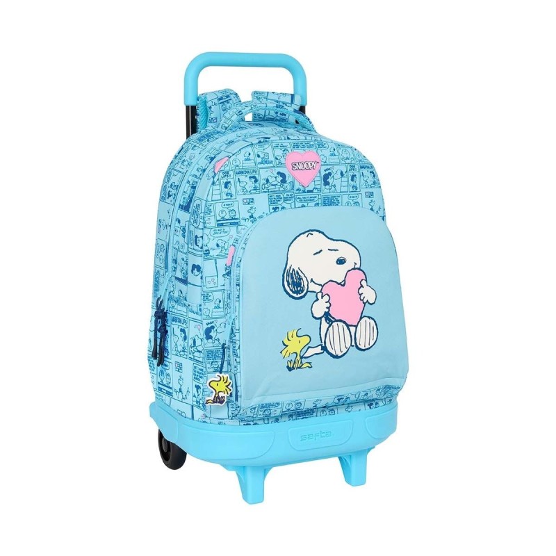 Safta 612539918 Snoopy Love, Τροχήλατο Σχολικό Σακίδιο, Πολυεστέρας, Γαλάζιο