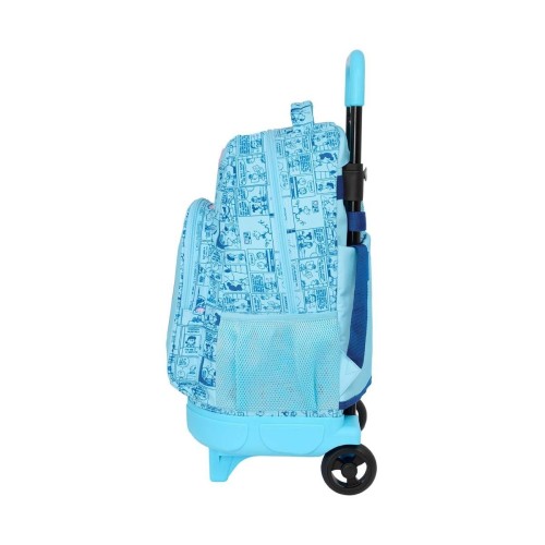 Safta 612539918 Snoopy Love, Τροχήλατο Σχολικό Σακίδιο, Πολυεστέρας, Γαλάζιο