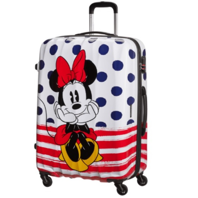 American Tourister 64480-9071 Disney Legends Blue Dots Minnie, Βαλίτσα Μεγάλη, Σκληρή, ATAN, Λευκό