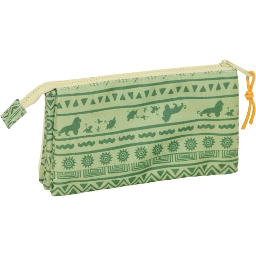 Safta 812441744 Mufasa, Παιδική Σχολική Τριπλή Κασετίνα, Ύφασμα, Πράσινο