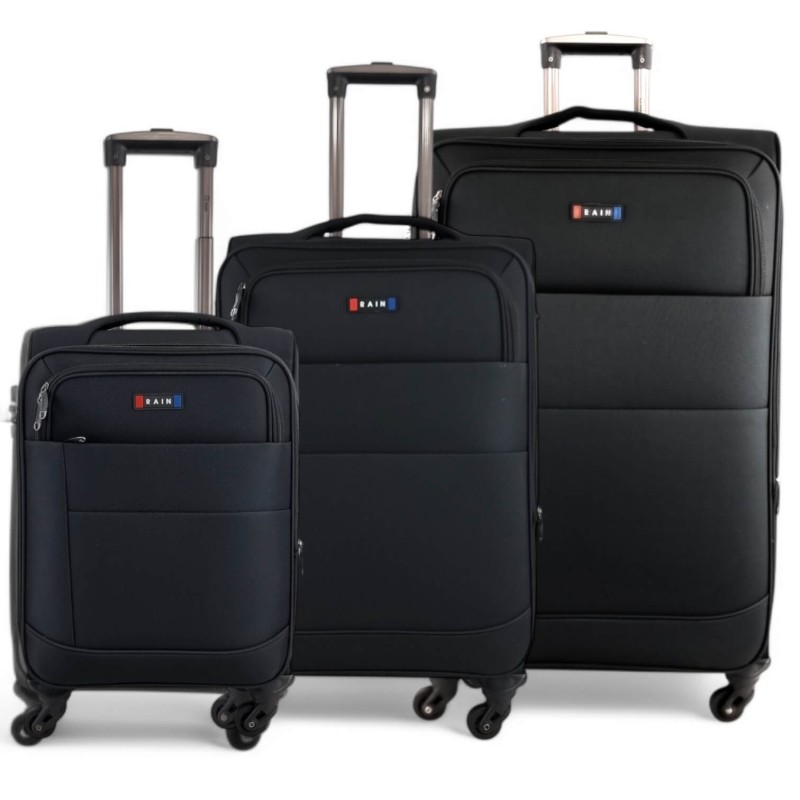 Rain RB2007-Set, Βαλίτσα Σετ, Αδιάβροχο Ύφασμα, Μαύρο