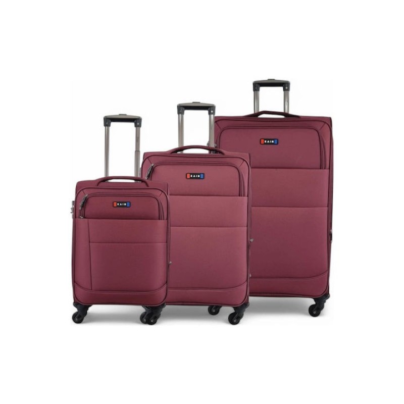 Rain RB2007-Set, Βαλίτσα Σετ, Αδιάβροχο Ύφασμα, Μπορντό