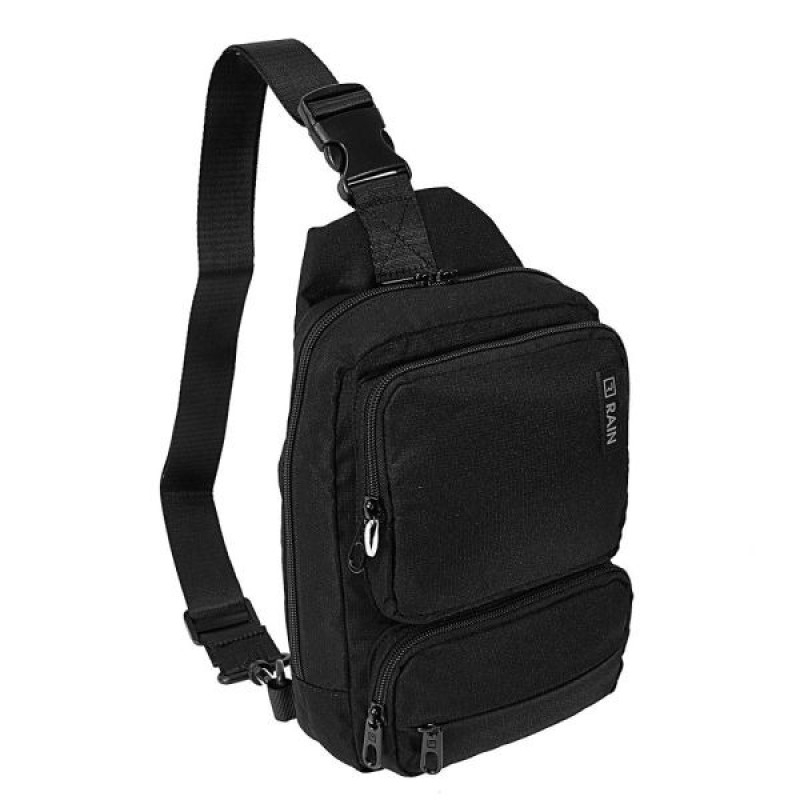 Rain RBP1070, Ανδρικό Τσαντάκι Χιαστί, Αδιάβροχος Πολυεστέρας, Μαύρο