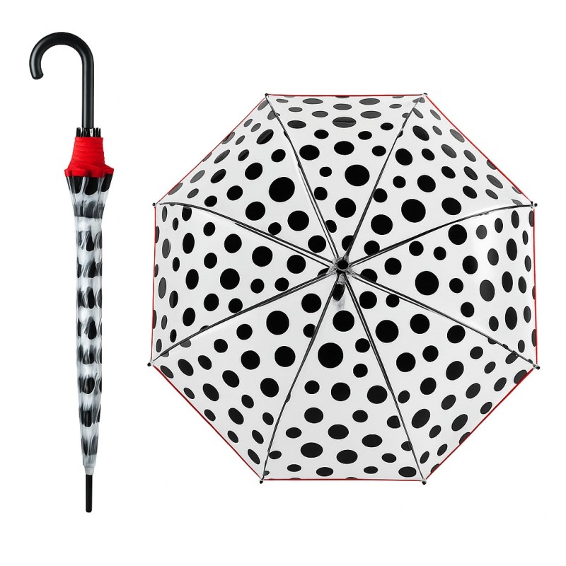 Rain A-958 Dot, Ομπρέλα Αυτόματη, Μπαστούνι, Διάφανο