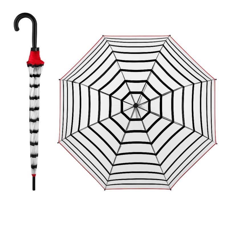 Rain A-958 Stripes, Ομπρέλα Αυτόματη, Μπαστούνι, Διάφανο