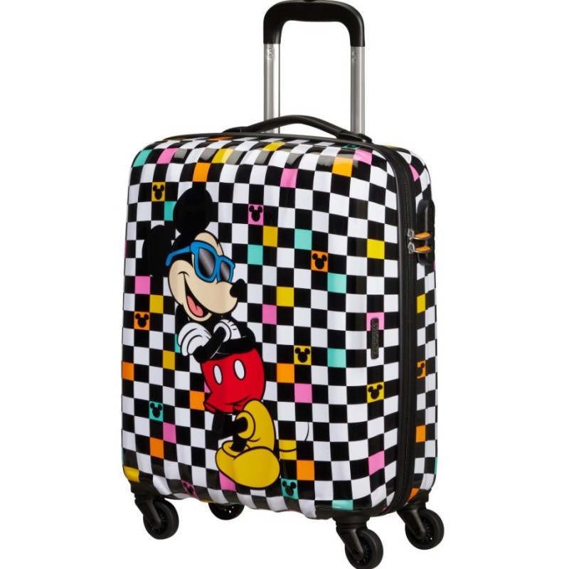 American Tourister 106497-A080 Disney Mickey Check, Βαλίτσα Μικρή/Καμπίνας 55 x 40 x 20cm, Σκληρή, ATAN, Ασπρόμαυρο