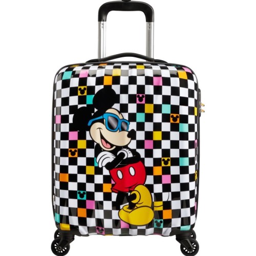 American Tourister 106497-A080 Disney Mickey Check, Βαλίτσα Μικρή/Καμπίνας 55 x 40 x 20cm, Σκληρή, ATAN, Ασπρόμαυρο