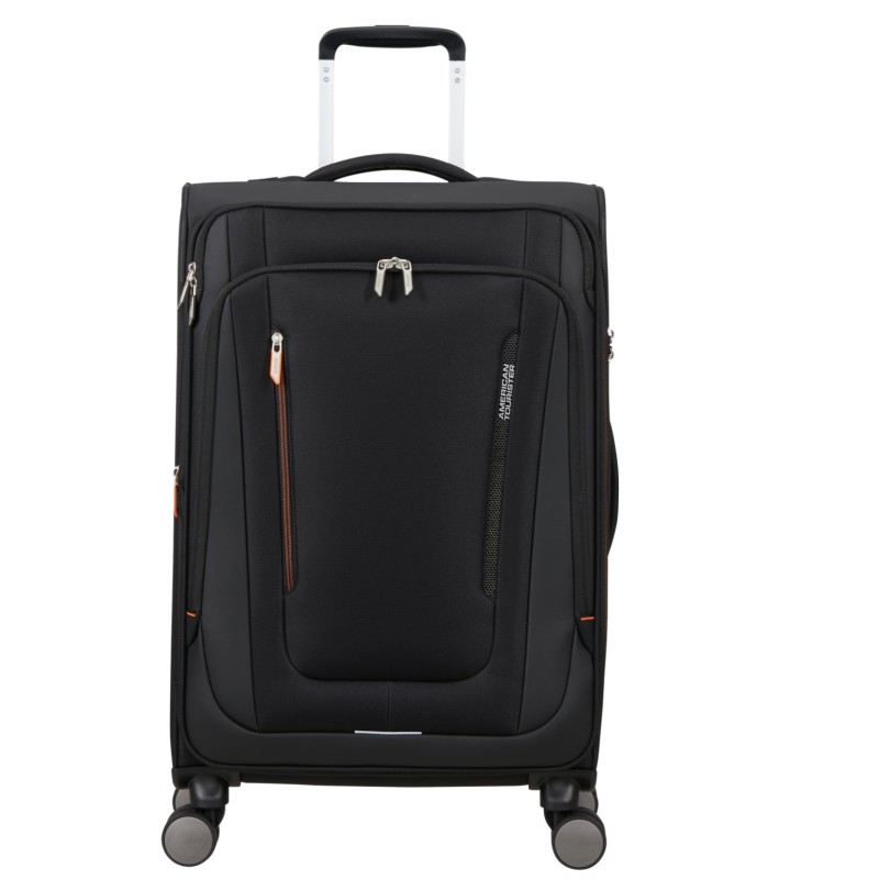 American Tourister 158077-0614 Wanderlite, Βαλίτσα Μεσαία 68 × 43 × 29cm, Ύφασμα, Μαύρο