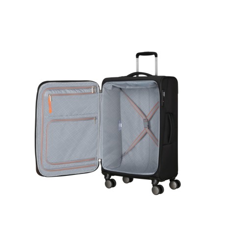 American Tourister 158077-0614 Wanderlite, Βαλίτσα Μεσαία 68 × 43 × 29cm, Ύφασμα, Μαύρο