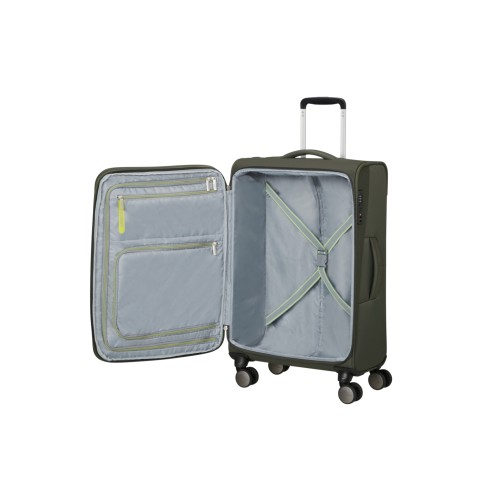 American Tourister 158077-3457 Wanderlite, Βαλίτσα Μεσαία 68 × 43 × 29cm, Ύφασμα, Χακί