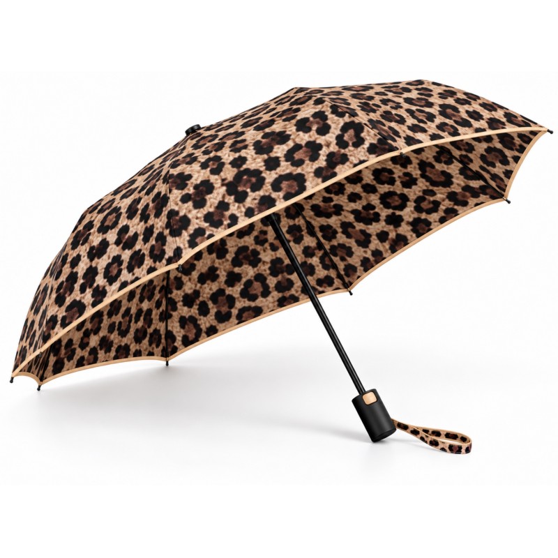 Rain A-26495 Elegance, Ομπρέλα Αυτόματη, Αντιανεμική, Λεοπάρ, Γκρι