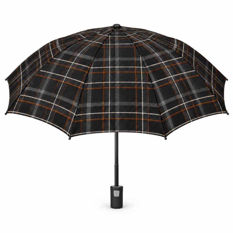 Rain A-26510 Elegance, Ομπρέλα Αυτόματη, Αντιανεμική, Καρό, Πορτοκαλί