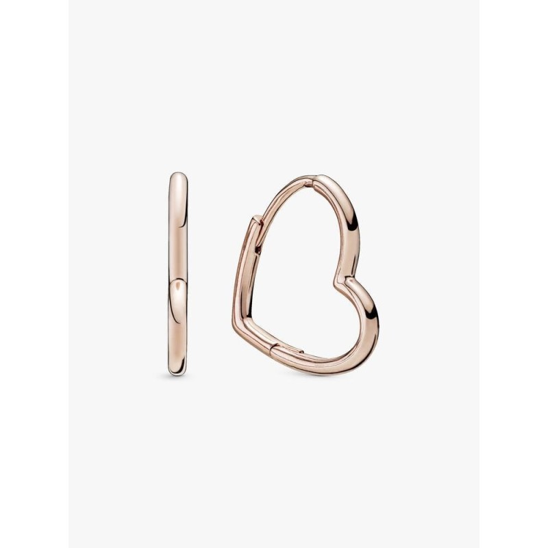 Pandora Moments 288307, Σκουλαρίκια, Ασήμι Ροζ Χρυσό Επιχρυσωμένο, Καρδιά