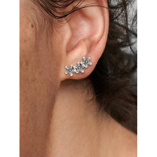 Pandora Moments 290744CZ, Σκουλαρίκια, Ασήμι, Μαργαρίτες