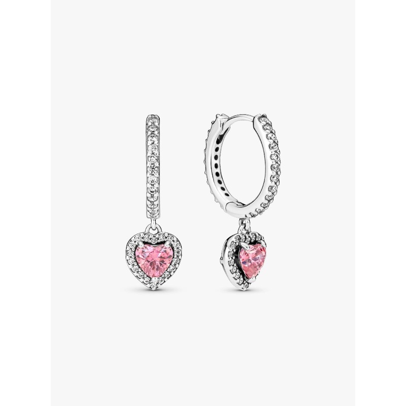 Pandora Timeless 291445C01, Σκουλαρίκια, Ασήμι, Καρδιά Ροζ