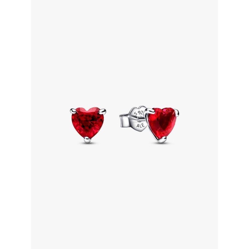 Pandora Timeless 292549C01, Σκουλαρίκια, Ασήμι, Κόκκινη Καρδιά