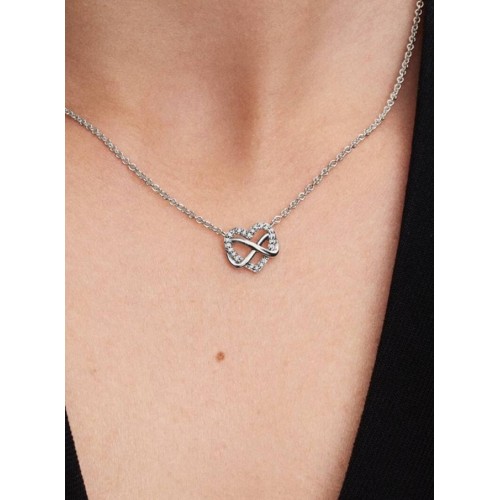 Pandora Moments 392666C01-50, Κολιέ Αλυσίδα Λαιμού, Ασήμι, Καρδιά
