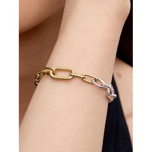 Pandora ME 563689C00-1, Βραχιόλι, Ασ΄ημι Επιχρυσωμένο, Αλυσίδα με Κρίκους