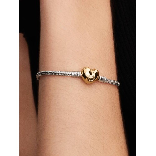 Pandora Moments 568707C00-20, Βραχιόλι, Ασήμι, Αλυσίδα Φίδι, Καρδιά